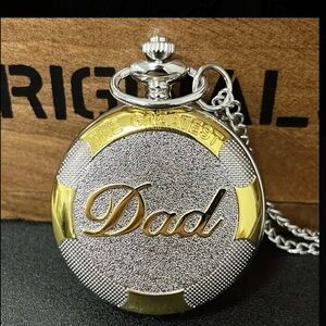 The Greatest Dad Vintage Style Pocket Watch - Silver and Gold Tone